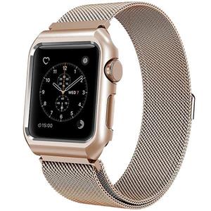 Mobest 42mm Milanese Stainless Steel Wrist Band with Metal Protective Case - Gold 