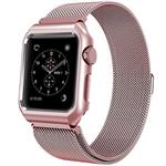 Mobest 42mm Milanese Stainless Steel Wrist Band with Metal Protective Case - Rose Gold