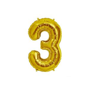 بادکنک فویلی عدد 3 ( عدد سه ) طلایی - 42 اینچ