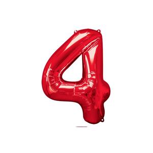 بادکنک فویلی عدد 4 ( عدد چهار ) قرمز - 16 اینچ