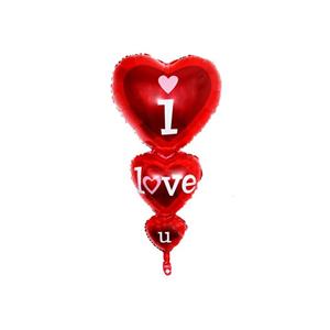 بادکنک فویلی سورتک طرح سه قلب I LOVE YOU