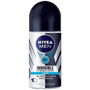 رول ضد تعریق مردانه نیوآ مدل Invisible Black And White Fresh حجم 50 میلی لیتر Nivea Invisible Black And White Fresh Roll-On Deodorant For Men 50ml