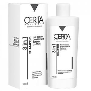 شامپو 3*1 تقویت کننده حجم دهنده و حالت دهنده مو مخصوص آقایان سریتا cerita 3in1 shampoo for men 200ml