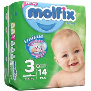 پوشک مولفیکس سایز 3 بسته 14 عددی Molfix Size 3 Diaper Pack Of 14