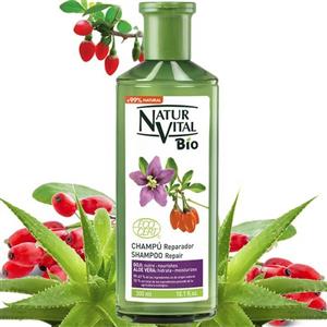 شامپو ترمیم کننده ارگانیک نچرال ویتال Natur Vital با عصاره گوجی و آلوورا 