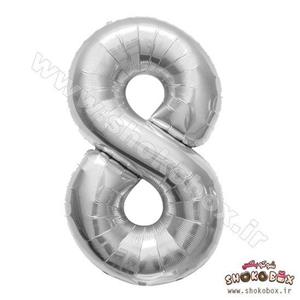 بادکنک عددی فویلی نقره ای 8