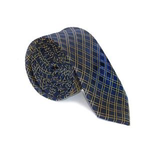 کراوات ابریشمی چهارخانه سرمه ای silk patterned navy tie 