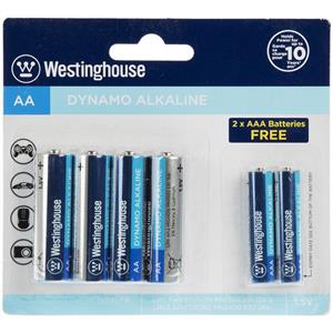 باتری قلمی و نیم قلمی وستینگهاوس پاور مدل Dynamo Alkaline بسته 6 عددی Westinghouse Dynamo Alkaline AA and AAA Battery Pack of 6