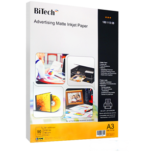 کاغذ مات بایتک سایز A3 وزن 180 گرم 50 برگ Bitech Matt paper A3 size, 180 g, 50Sh