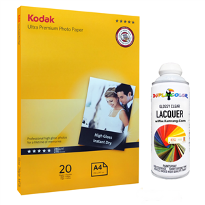 Kodak glossy paper A4 size,  280 g, 20Sh کاغذ های گلاسه کداک سایز A4 وزن 280 گرم 20 برگ یک طرفه 