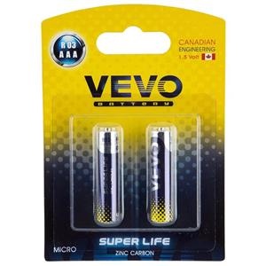 باتری نیم قلمی ویوو مدل Super Life R03 بسته 2 عددی VEVO AAA Battery Pack of 