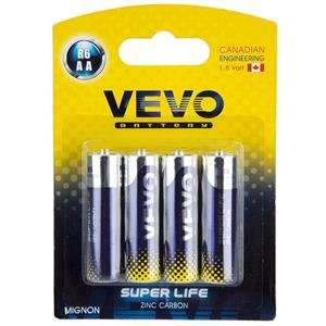 باتری قلمی ویوو مدل Super Life R6 بسته 4 عددی VEVO Super Life R6 AA Battery Pack of 4