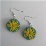 گوشواره نمدی دست ساز  زردگل Handmade Felt Earrings yellow Flower