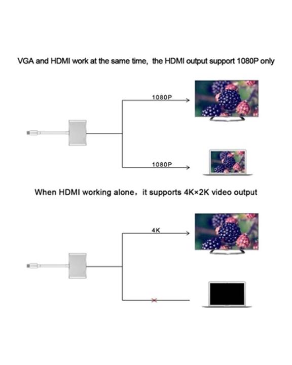 U2 USB-C TO HDMI and VGA Adapter
