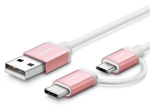 کابل شارژ سریع دو سر میکرو یو اس بی و تایپ سی یوگرین  Ugreen Micro USB Cable with USB-C Adapter 1.5m