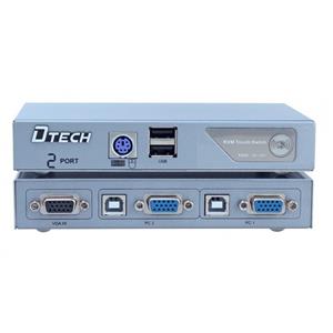سوییچ KVM دو پورت دی تک مدل تی 8021 DTECH Semi Automatic 2×1 Switch 