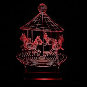 چراغ خواب سه بعدی نورا مدل کاروسل Noura Carousel 3D Night Light 