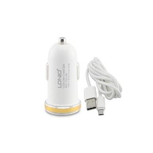 شارژر فندکی الدینیو مدل DL-C22 به همراه کابل لایتنینگ LDNIO DL-C22 USB Car Charger with Lightning Cable