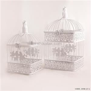 قفس تزئینی مربع طرح پرنده دو سایز بزرگ
