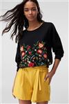 sweatshirt زنانه مشکی گلدار قلاب دوزی شده   Trendyolmilla 3880993C21522045307