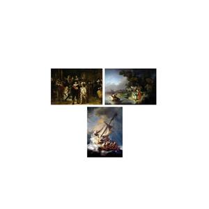 تابلو شاسی گالری هنری پیکاسو طرح آثار  رامبراند مجموعه 3 عددی 