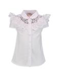 بلوز نخی یقه برگردان دخترانه Girls Cotton Turnover Collar Blouse