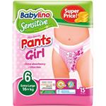 پوشک شورتی بیبی لینو مدل Pants Girl سایز 6 بسته 15 عددی