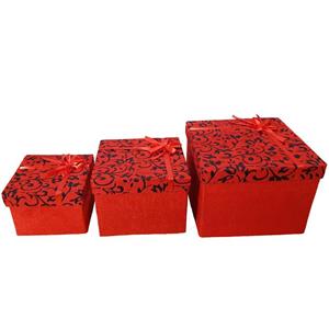 جعبه کادویی طرح flower red کد 030060013 مجموعه 3عددی 