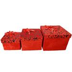 جعبه کادویی طرح flower red کد 030060014 مجموعه 3عددی