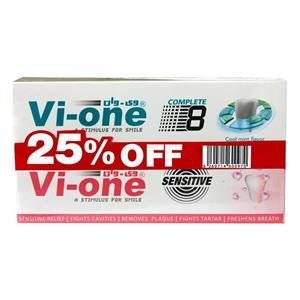 پک خمیر دندان وی وان مدل Complete 8 Sensitive Vi One And Toothpaste Pack 