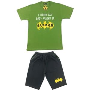 ست تی شرت و شلوارک پسرانه خرس کوچولو مدل Batman کد 02 