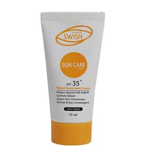 کرم ضد آفتاب رنگی سوئیش میکاپ مدل بژ روشن  SPF 35 حجم 50 میلی لیتر Swish Makeup Light Beige SPF 35 Tinted Sunscreen Cream 50 ml