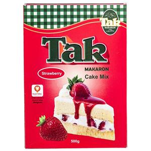 پودر کیک توت فرنگی تک ماکارون مقدار 500 گرم Tak Makaron Strawberry Cake Mix 500g