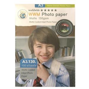 کاغذ عکس ورلدواید مدل Matte G130 سایز A3 بسته 100 عددی WorldWide Matte G130 Photo Paper A3 Pack Of 100