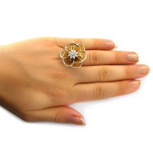 انگشتر نقره زنانه درشت مدل گل _کد:11409 