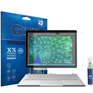 محافظ صفحه نمایش شیشه ای ایکس اس مدل تمپرد مناسب برای تبلت مایکروسافت Surface Book به همراه اسپری پاک کننده صفحه XS