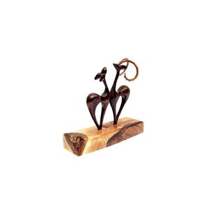 مجسمه چوبی دکو بخت طرح غزال های عاشق کد 13695 Deco Wooden Statue Lucky Ghazal Lover