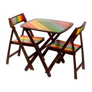 میز و صندلی ناهارخوری مدل رنگین کمان For 2 Rainbow Foldable Dinning Table 