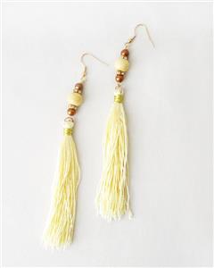 گوشواره آویز بلند مروارید و ابریشم