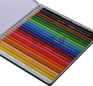 مداد رنگی استدلر مدل 24 رنگ Noris Club جعبه فلزی تخت کد 145-AM24 