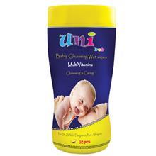 دستمال مرطوب مولتی ویتامین کودک یونی بب سیلندری 70 تایی Uni Beb Baby Multi Vitamins Wet Wipes 70pcs