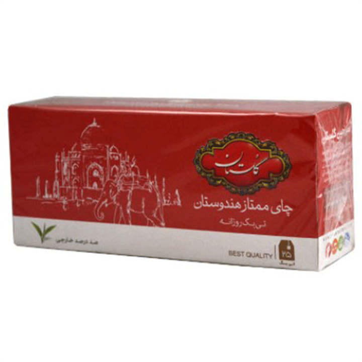 چای سیاه کیسه ای گلستان ممتاز هندوستان پک 25 عددی