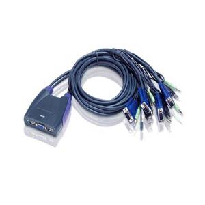 کی وی ام سوئیچ کابلی 4 پورت USB/VGA همراه با صدا با کابل های 1.2 و0.9 متر آتن CS-64US ATEN ATEN CS64US USB VGA/Audio Cable KVM Switch