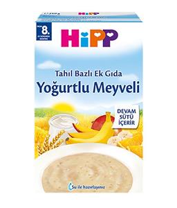 غذای کودک  میوه (پرتقال، موز و انبه) و ماست هیپ Hipp
