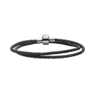 دستبند الیور وبر مدل دو حلقه ای ویژه  آویز مهره سایز L Match it Bracelet Leather black double Oliver Weber-56903L