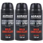 اسپری خوشبو کننده بدن مردانه آگرادو مدل Wild Chocolate حجم 450 میلی لیتر پک سه عددی