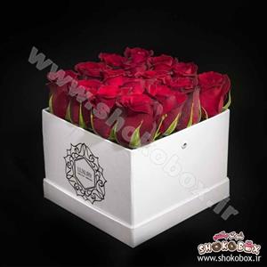 جعبه گل رز (باکس گل رز) لاکچری سفید 