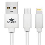 کابل تبدیل USB به microUSB و لایتنینگ بریو مدل BCD 402 به طول 1 متر