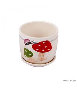 گلدان و زیر گلدانی سرامیکی طرح قارچ