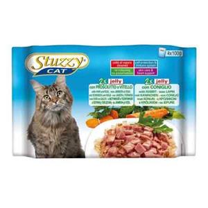 پوچ گربه مولتی پک استوزی با طعم ژامبون و گوشت گوساله و خرگوش در ژله-4عدد 100گرمی Stuzzy Cat Multipack Pouch Ham & Veal - Rabbit-48817 Cat Food